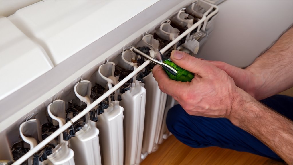 Illustrative close-up of work on a radiator